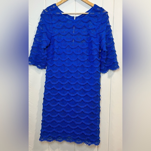 Blue Scalloped Dress w Lace and lining - Picture 1 of 9